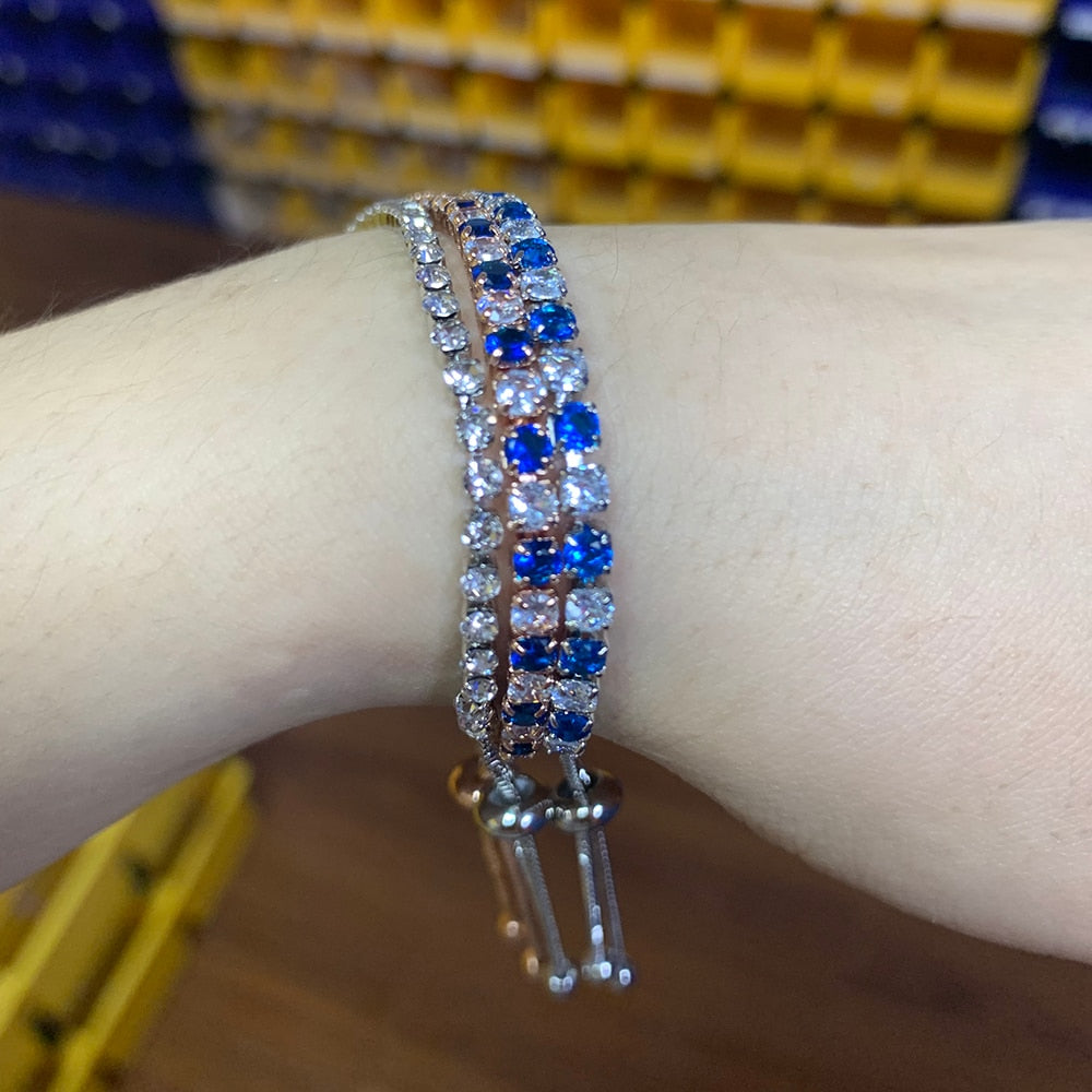 ZHOUYANG Simple Blue Round Zircon Bracelet