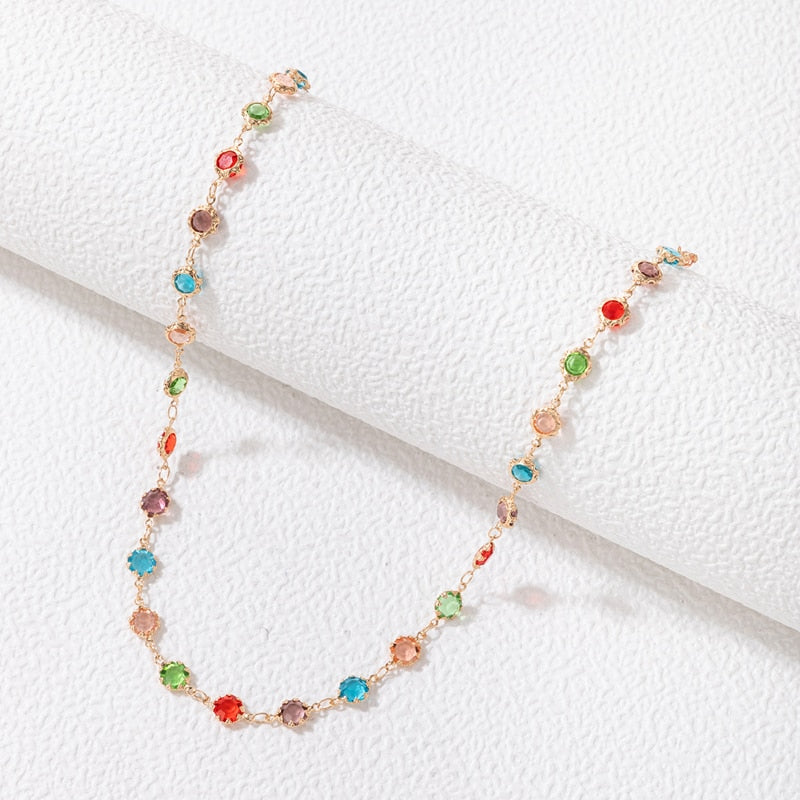 Tocona Bohemian Colorful Tassel Clavicle Chain Beaded Necklace