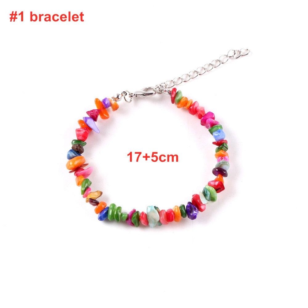 Colorful Natural Stones Choker Bohemia Gravel Beaded Grunge Necklace