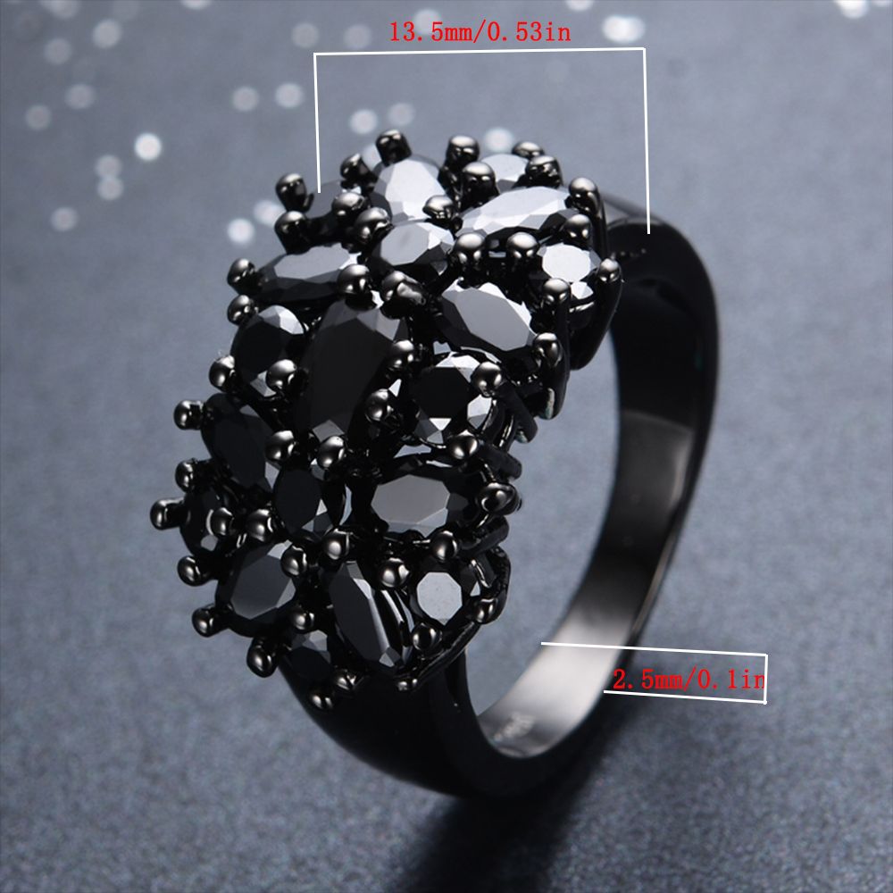 Antique Black Crystal Stone Opening Black Ring
