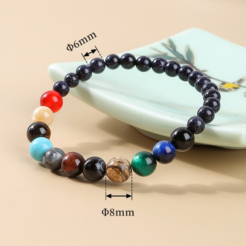 JD Natural Stone Eight Planets Bead Bracelet