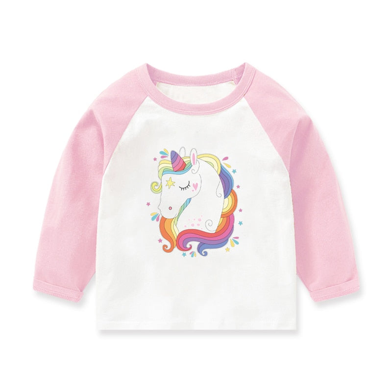 T-shirt for Cute Cartoon Cotton Long Sleeve Top Spring Kids Clothing