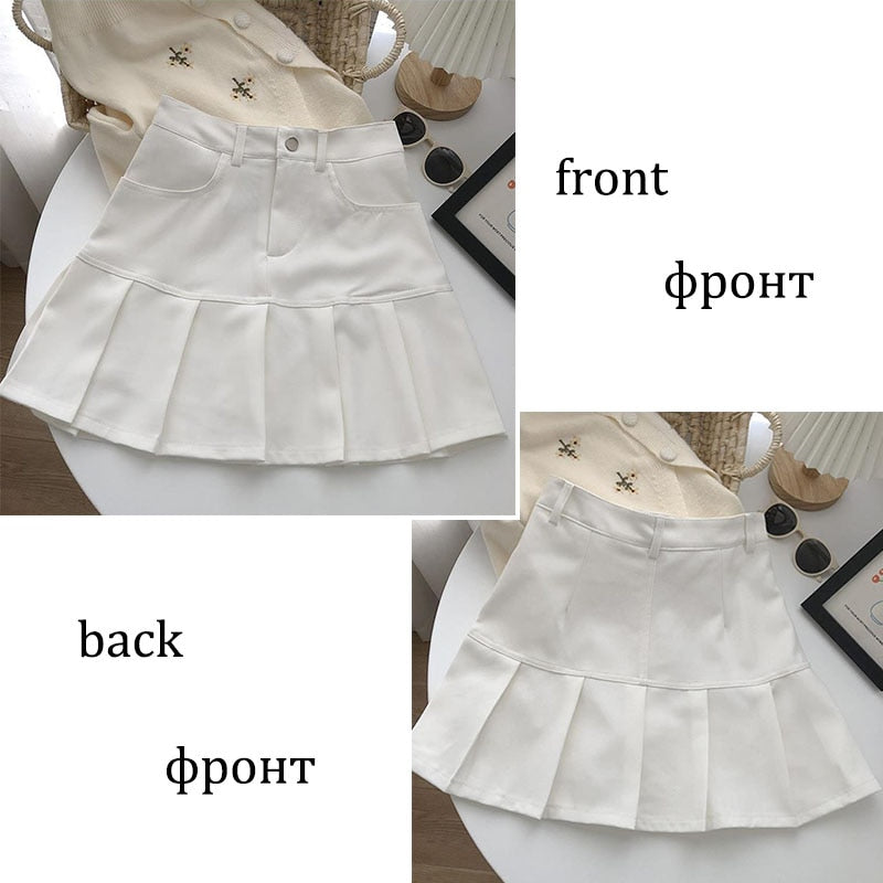 White Pencil Pleated Skirt