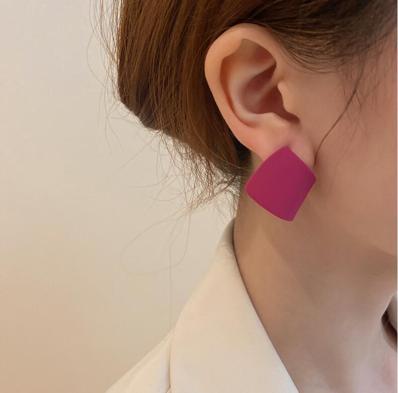 Korean style candy colors C-shaped earrings