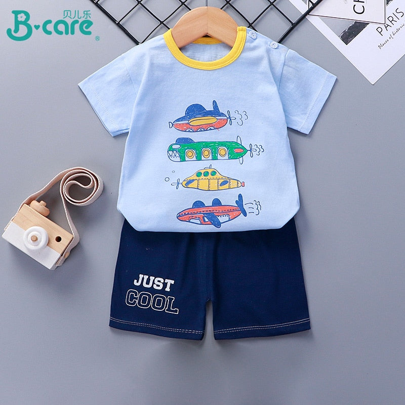 2PCS 100% Cotton Soft Summer Children Baby Cloths T-shirt