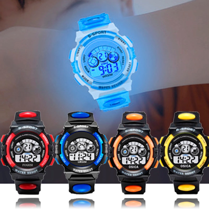 Color Luminous Dial Life Waterproof Multi-function Electronic Watch For Boys And Girls