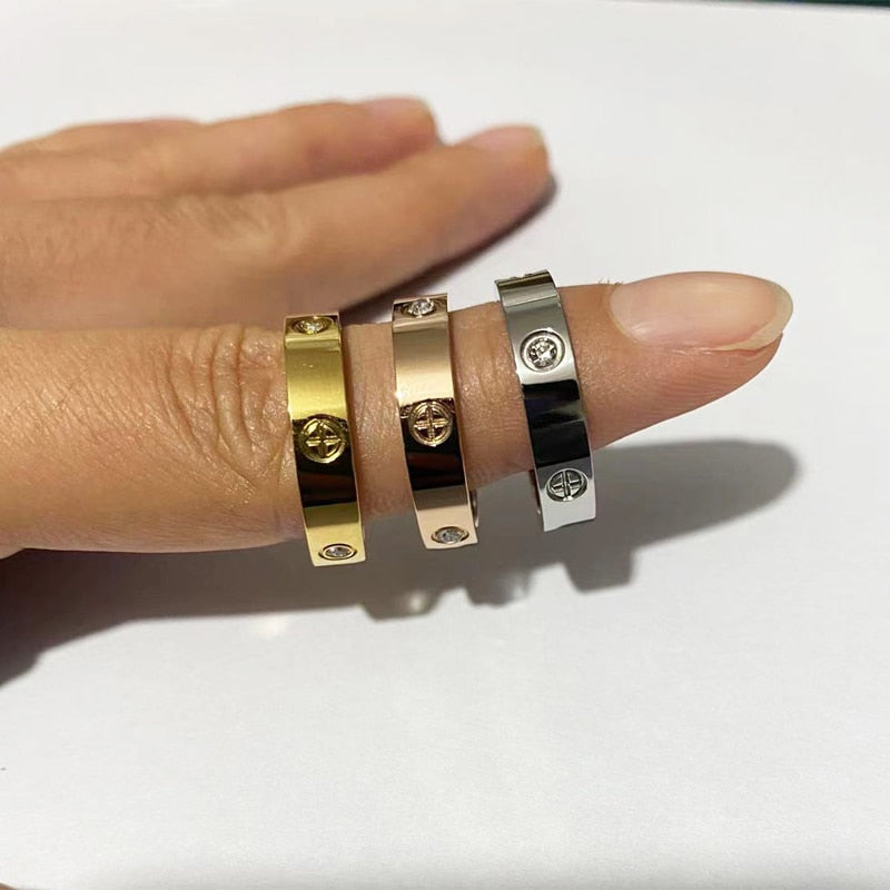 2022 Cross Stainless Steel Zircon Ring With Stone