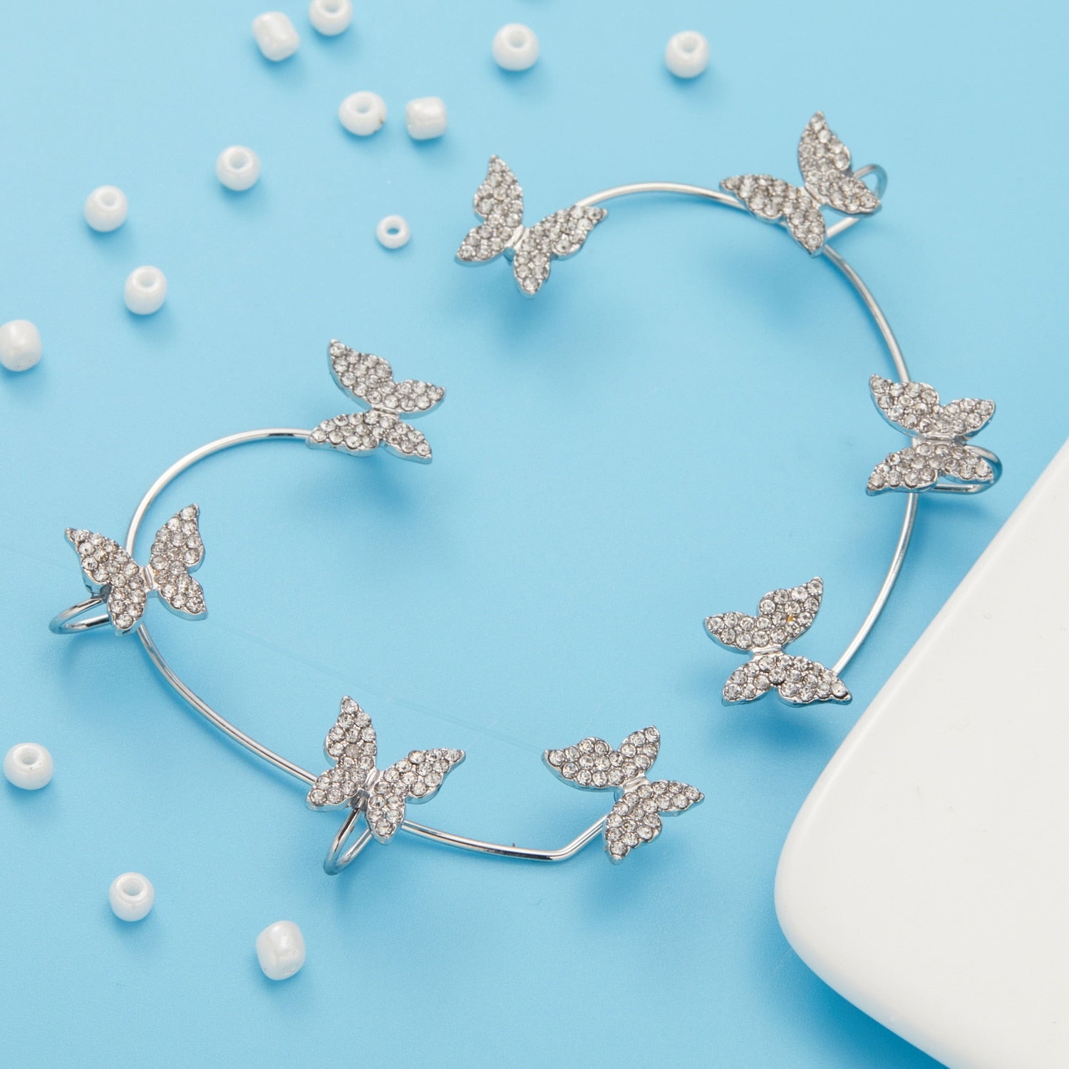Korean Style Sparkling Zircon Butterfly Ear Clips Without Piercing
