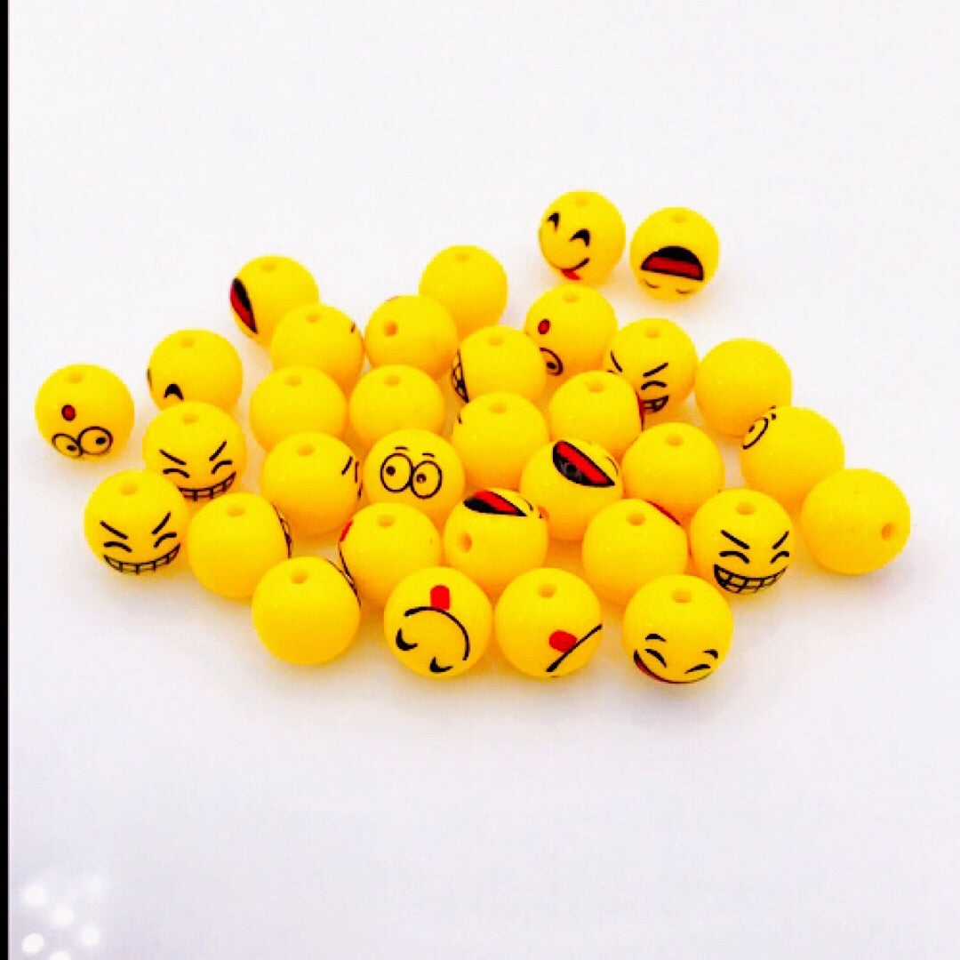 20PCS Of Emoji Fun Beads Smile Face Tumb Up Perfect For Bracelet Homemade Jewelry Making