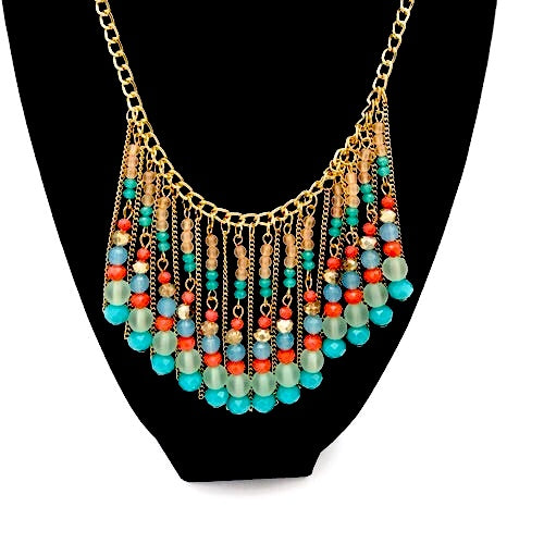 Women Necklace Drop Beads Pendant Necklace