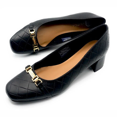 Women square high heal leather shoes office lady pure Nautica fashion shoe e