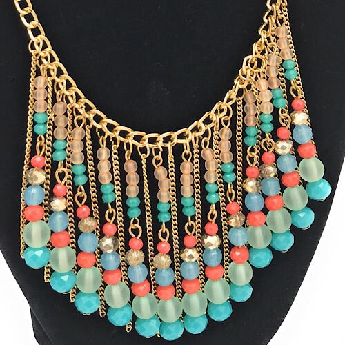 Women Necklace Drop Beads Pendant Necklace