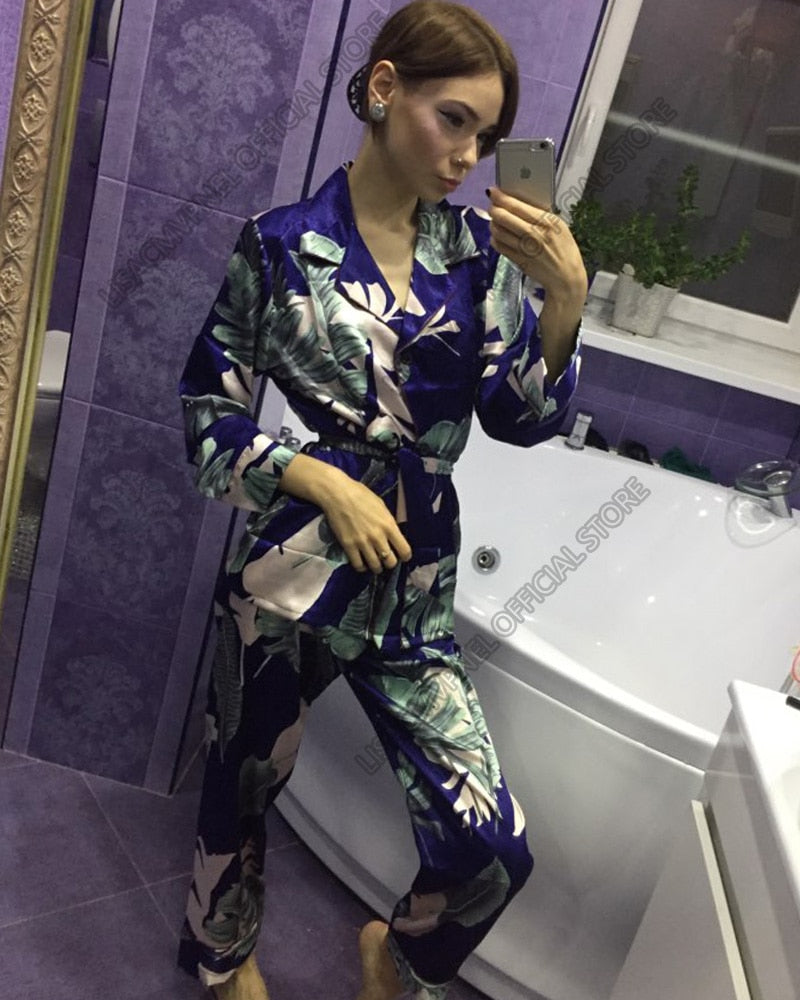 Spring Printing Pattern Women Pajama Set