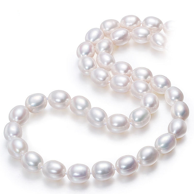 Natural Freshwater Pearl choker Necklace for women 7-8mm White High Guality Cultured Rice Pearl Jewelry