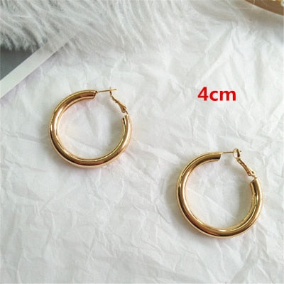 Geometric Round Big Hoop Earrings - Shopeasywear