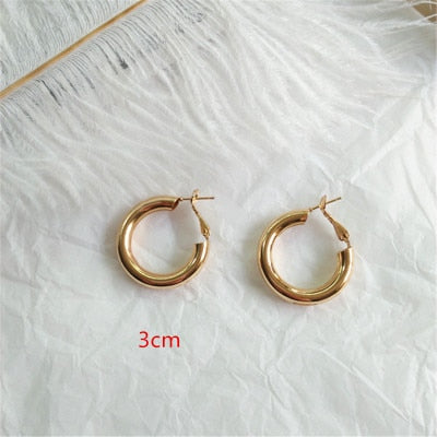 Geometric Round Big Hoop Earrings - Shopeasywear