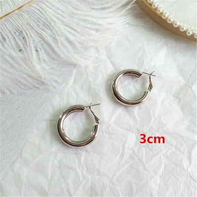 Geometric Round Big Hoop Earrings - Shopeasywear