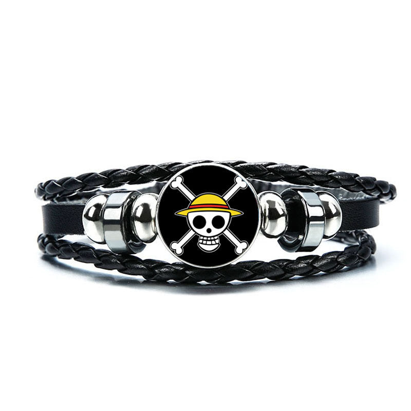 Anime One Piece Bracelet Luffy Zoro Ace Charms Bracelet Kids Boy Punk Multilayer Leather Bracelets Jewelry - Shopeasywear