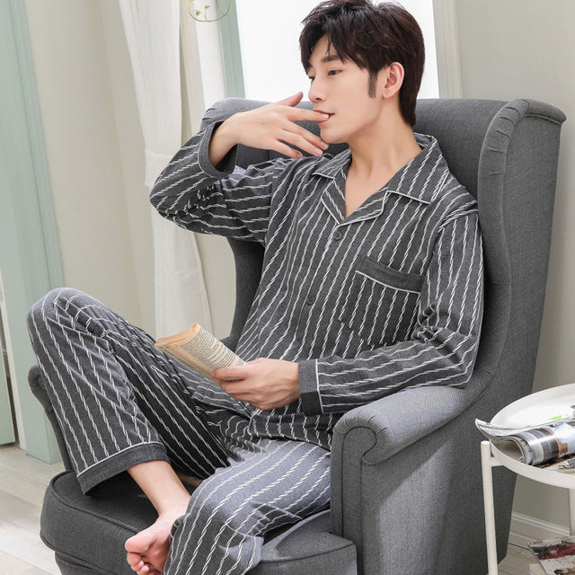 Spring Autumn Men Sleepwear