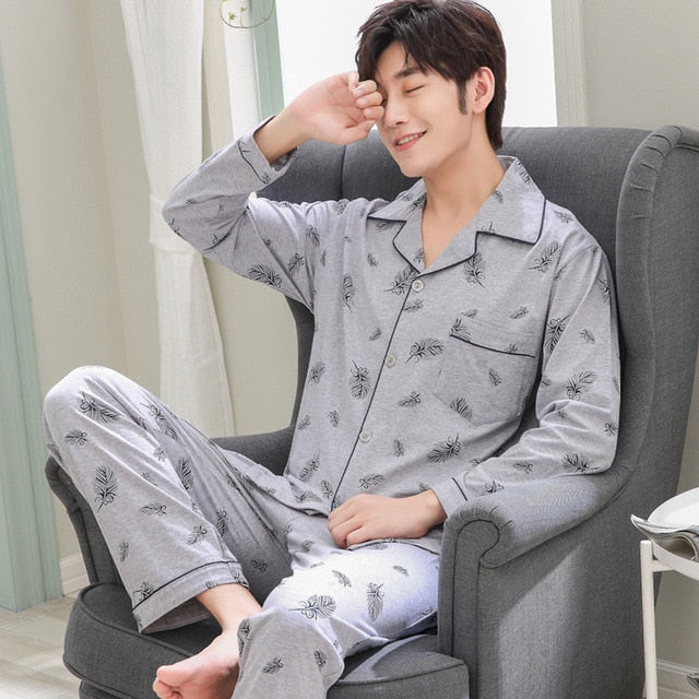 Spring Autumn Men Sleepwear