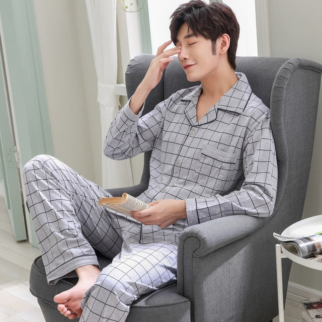 Spring Autumn Men Sleepwear