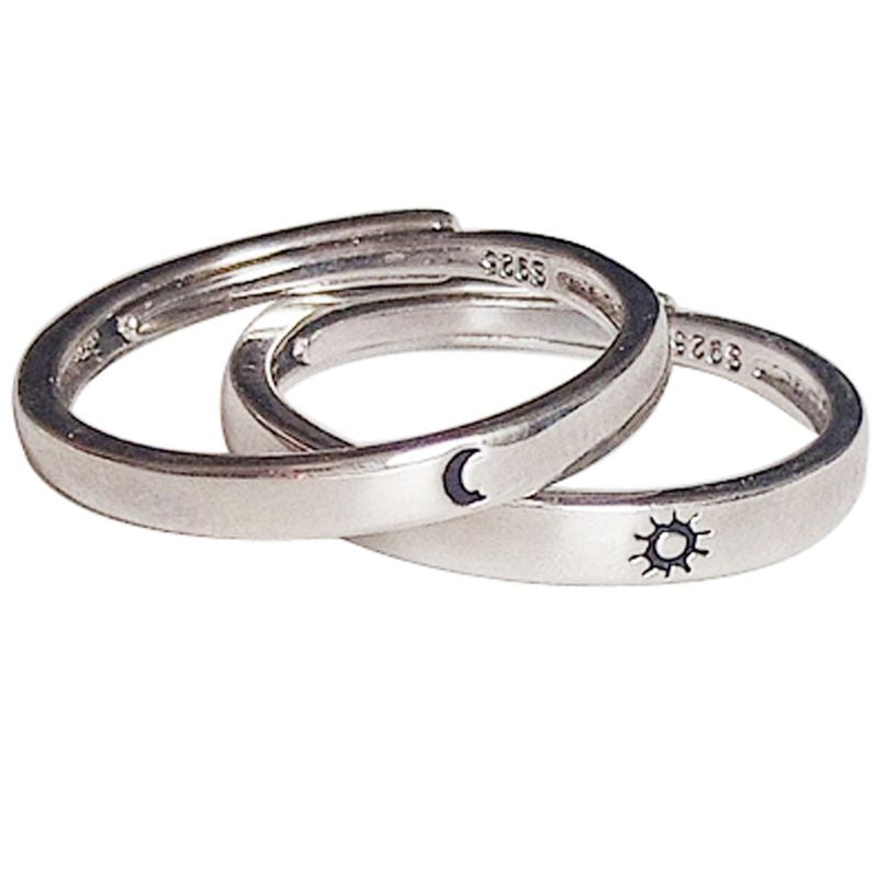 2Pcs Sun and Moon Lover Couple Rings Set