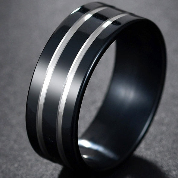 Stainless Steel Thin Blue Line Ring - Shopeasywear