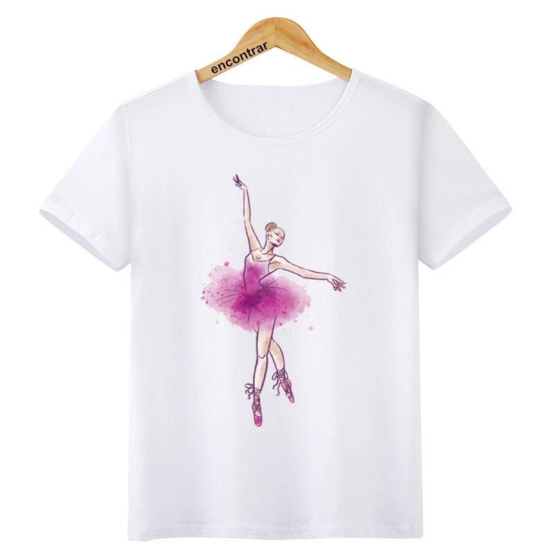 Kids Ballet Dancing Girl Print O-Neck T Shirt - Shopeasywear