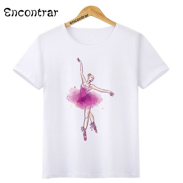 Kids Ballet Dancing Girl Print O-Neck T Shirt - Shopeasywear