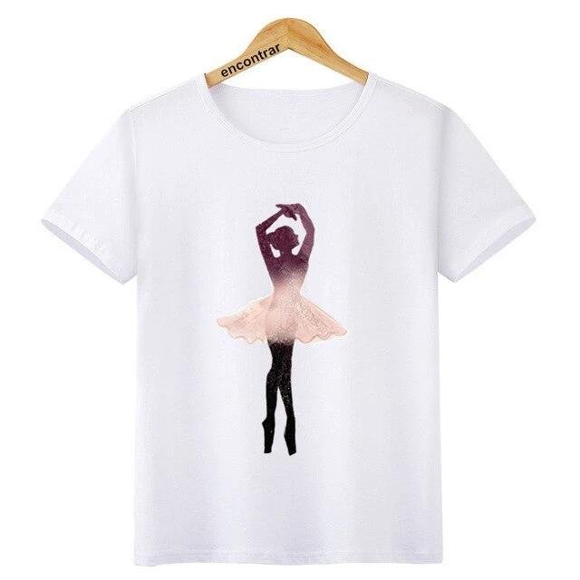 Kids Ballet Dancing Girl Print O-Neck T Shirt - Shopeasywear