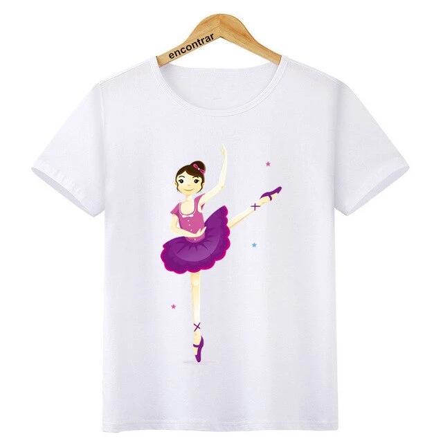 Kids Ballet Dancing Girl Print O-Neck T Shirt - Shopeasywear