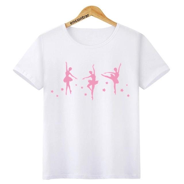 Kids Ballet Dancing Girl Print O-Neck T Shirt - Shopeasywear