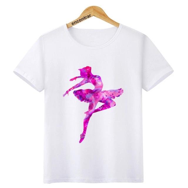 Kids Ballet Dancing Girl Print O-Neck T Shirt - Shopeasywear