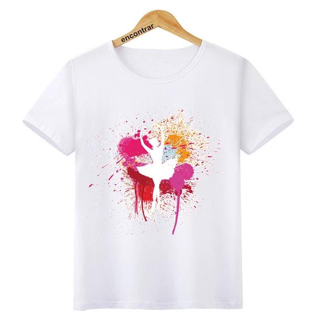 Kids Ballet Dancing Girl Print O-Neck T Shirt - Shopeasywear