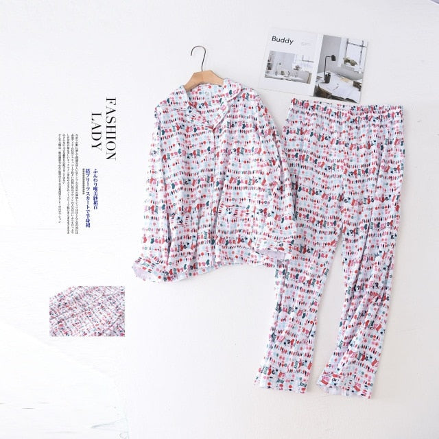 100% Brushed Cotton Women Pajama Sets - Jeglow store
