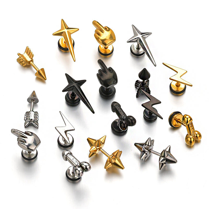 Punk Stainless Steel Stud Earrings - Shopeasywear