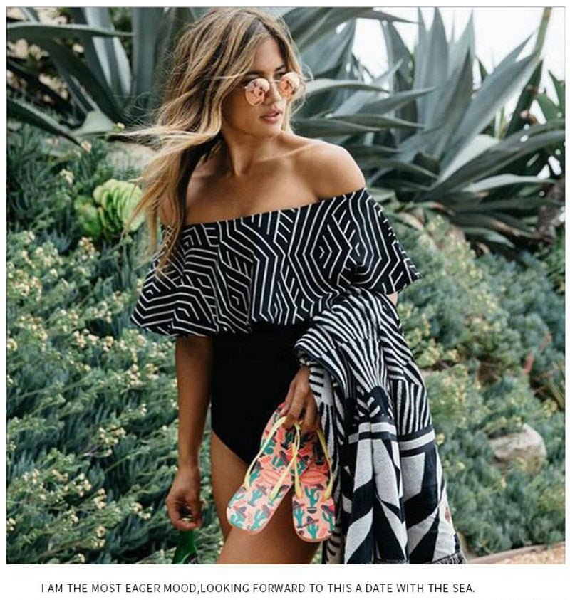 New Sexy Off Shoulder Solid Swimwear