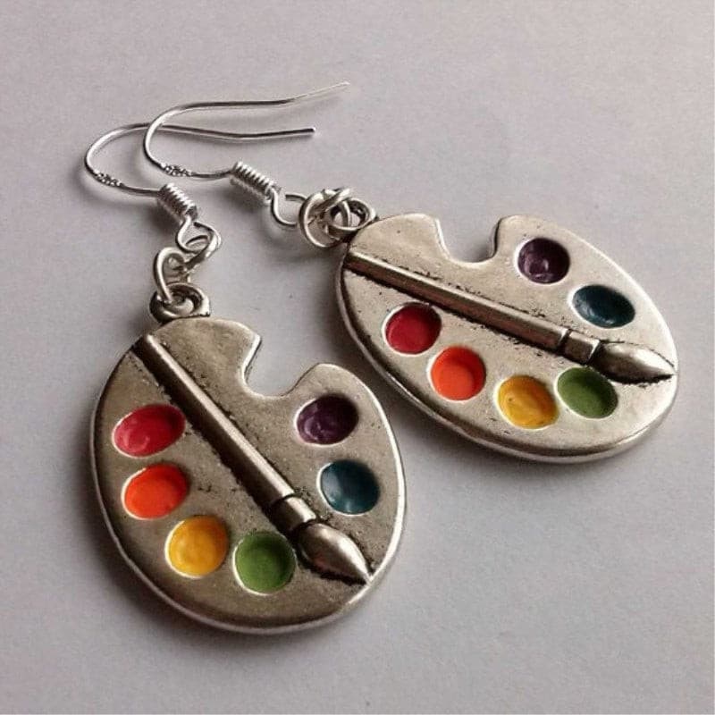 2020 New Palette Earrings Silver Earrings Artist Earrings Wonderful Silver Bright Artist Palette Earrings - Shopeasywear