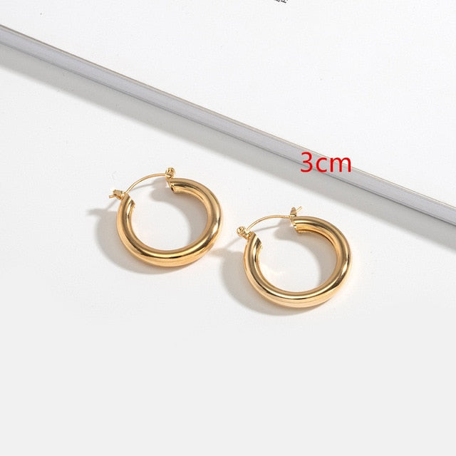 Geometric Round Big Hoop Earrings - Shopeasywear