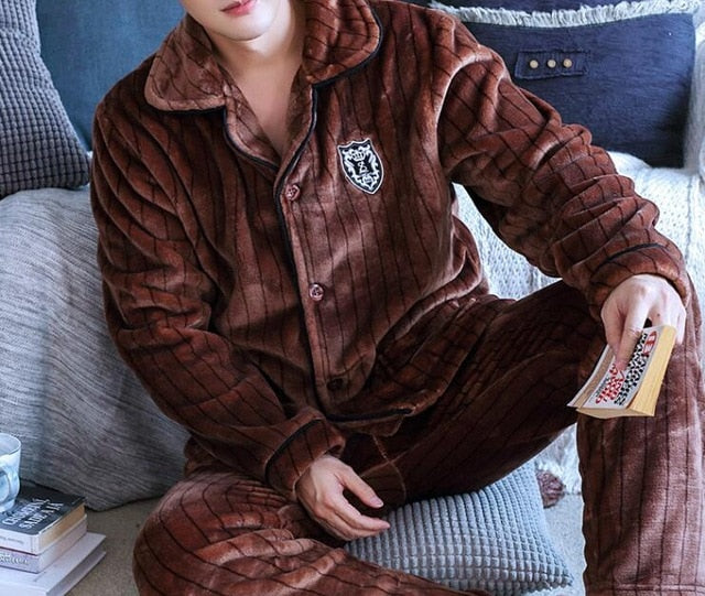 Long Sleeve Student Men Pajamas Set