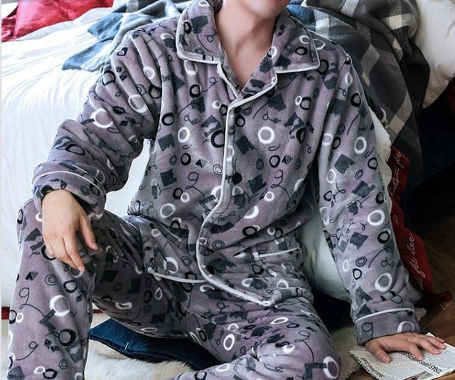 Long Sleeve Student Men Pajamas Set