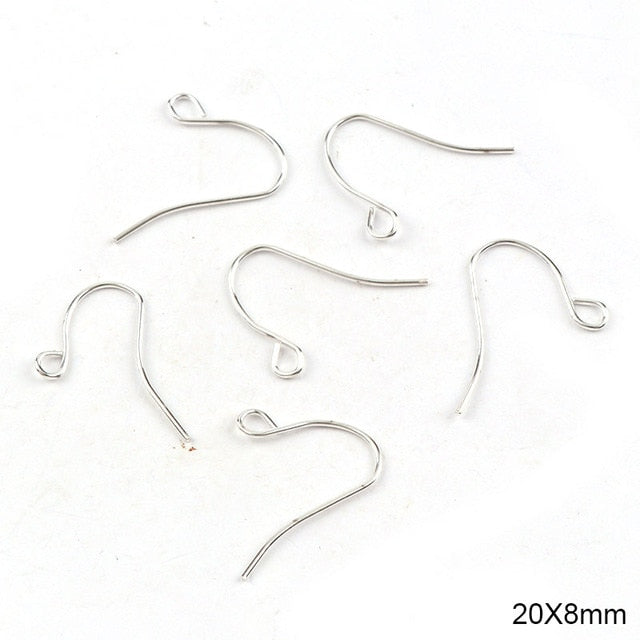 20x8mm Fashion Iron Ear Hook Wire Clasp No Bead Round Ball Charms Earring Hooks Ear Studs Wires DIY Earring Earstud Findings - Shopeasywear