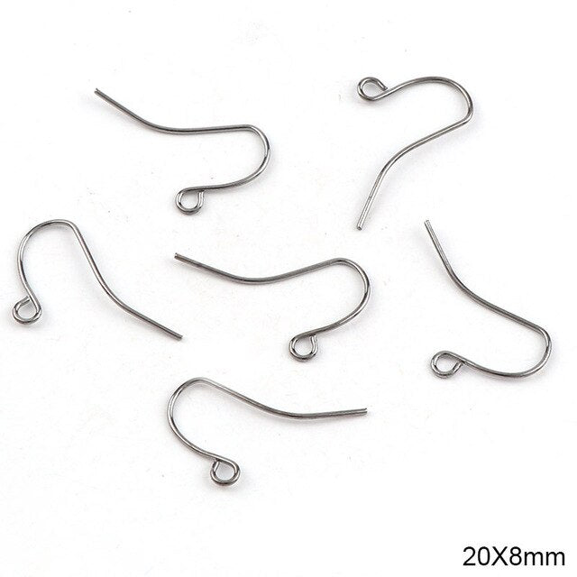 20x8mm Fashion Iron Ear Hook Wire Clasp No Bead Round Ball Charms Earring Hooks Ear Studs Wires DIY Earring Earstud Findings - Shopeasywear