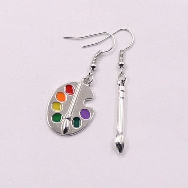 2020 New Palette Earrings Silver Earrings Artist Earrings Wonderful Silver Bright Artist Palette Earrings - Shopeasywear
