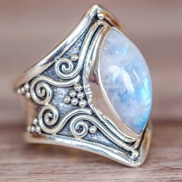 Vintage Silver Big Stone Ring - Shopeasywear