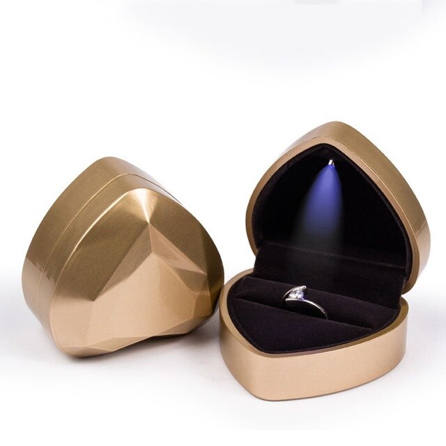Heart Shape LED Lighted Wedding Earrings Ring Box Jewelry Display Case Holder Gift boxes Amazing Organizer Engagement Ring - Shopeasywear