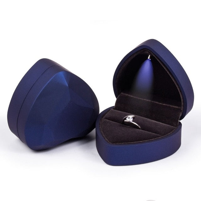 Heart Shape LED Lighted Wedding Earrings Ring Box Jewelry Display Case Holder Gift boxes Amazing Organizer Engagement Ring - Shopeasywear
