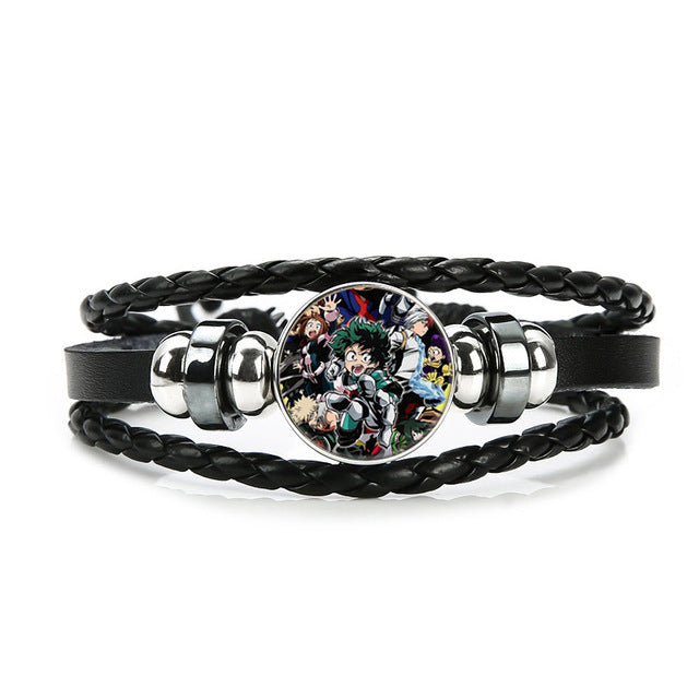 Boku No Hero Academia Bracelet My Hero Academia Charms Bracelet Kids Boy Punk Multilayer Leather Bracelets Jewelry - Shopeasywear