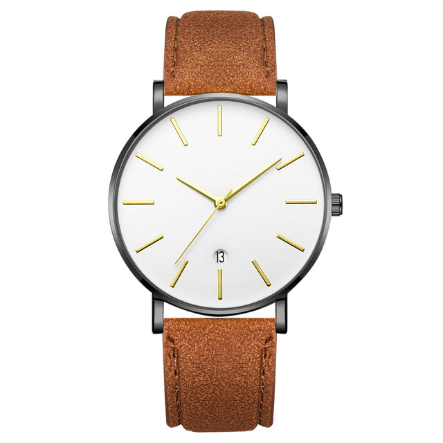 Synthetic Leather Analog Quartz Watch - Shopeasywear