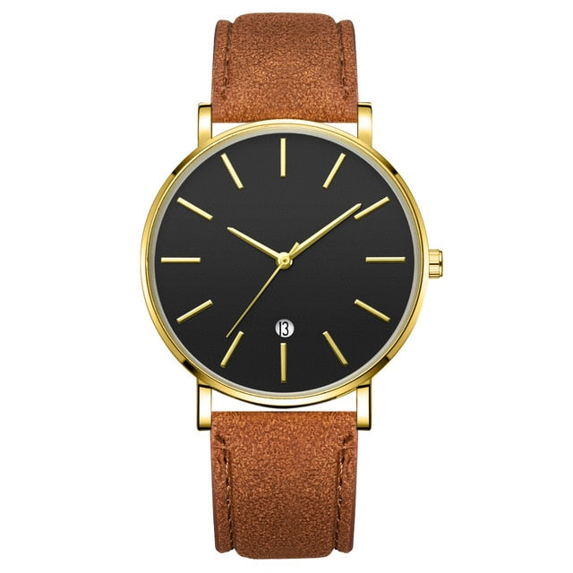 Synthetic Leather Analog Quartz Watch - Shopeasywear